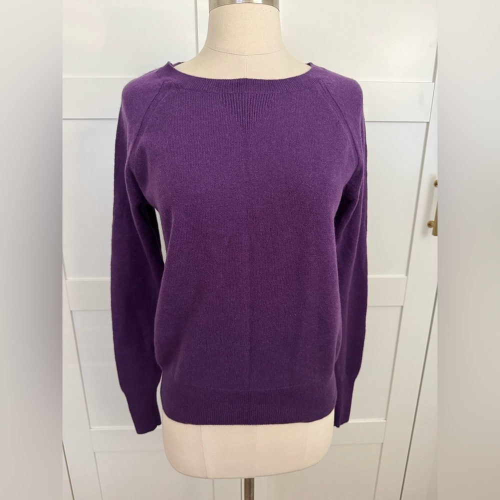 Halogen 100% cashmere purple pullover cardigan sweater
